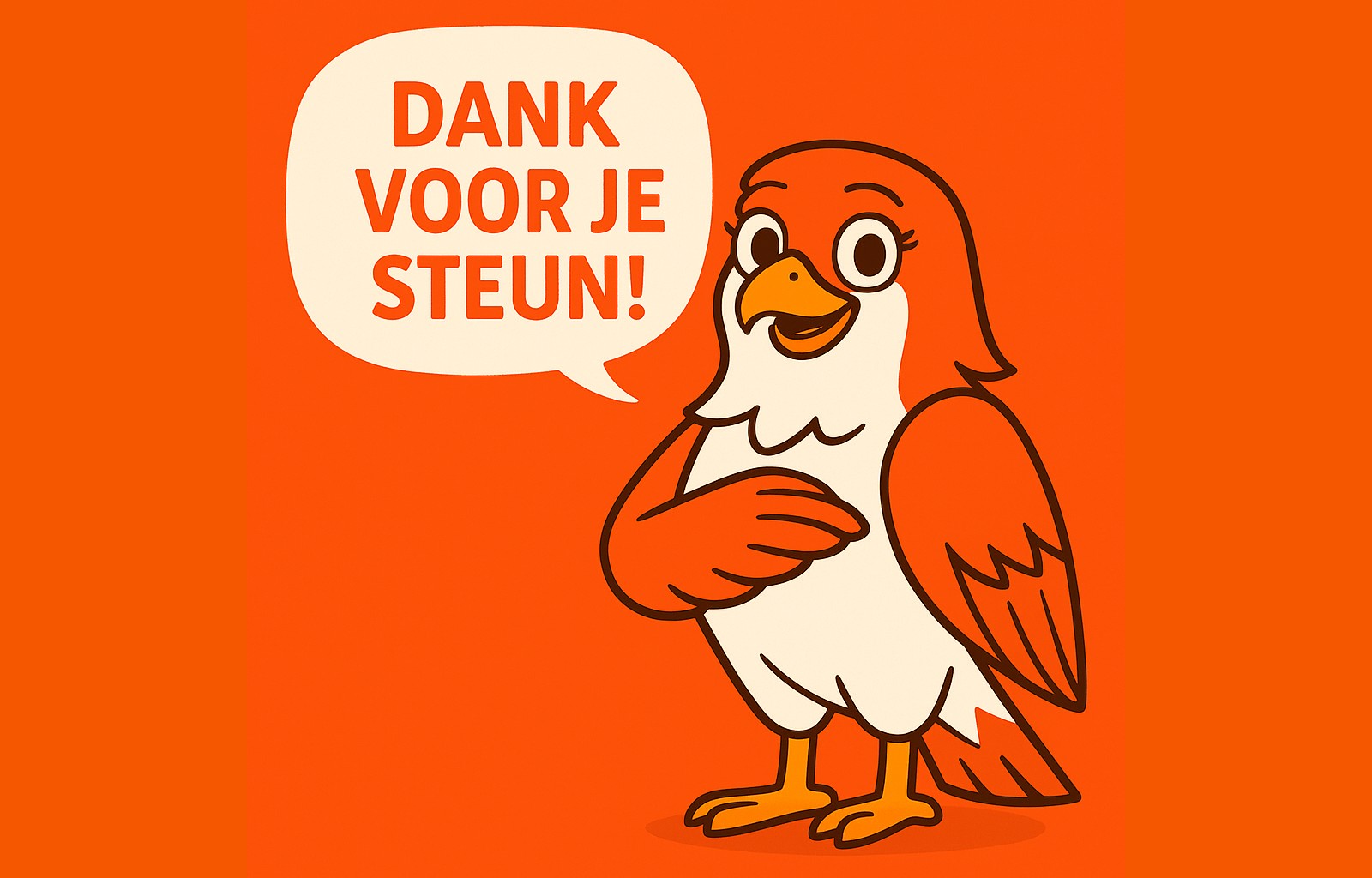 Illustratie vrouwelijke buizerd met tekst 'Dank voor je steun!' – Nunspeetse Buizerd donatiebericht